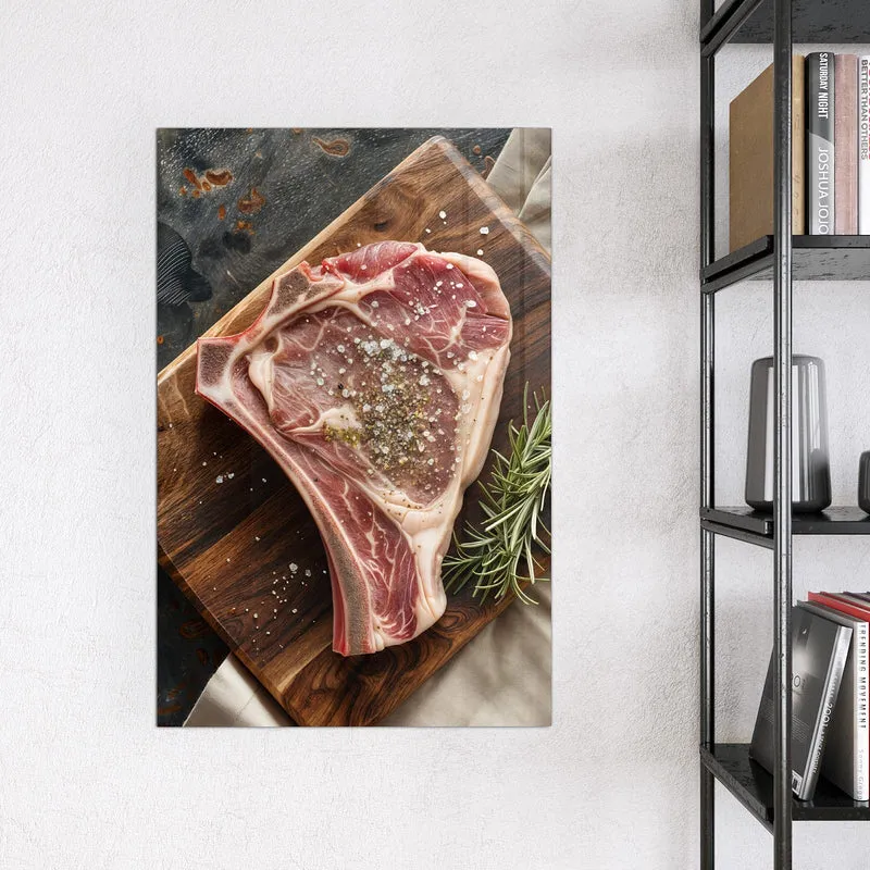 Magnettafel - Rohes Steak auf Holz