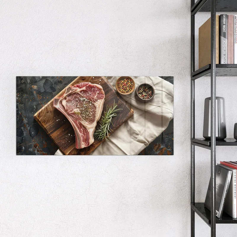 Magnettafel - Rohes Steak auf Holz