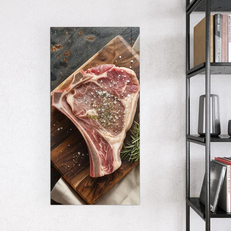 Magnettafel - Rohes Steak auf Holz