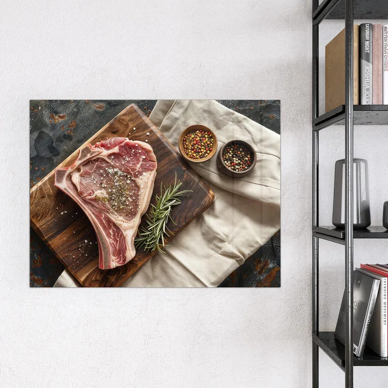 Magnettafel - Rohes Steak auf Holz