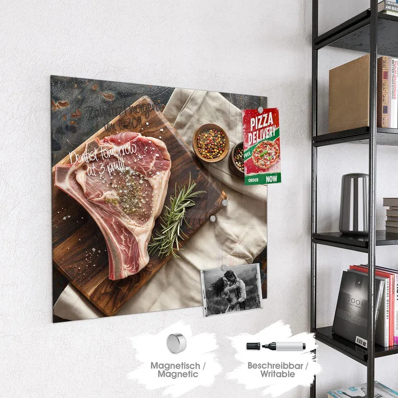 Magnettafel - Rohes Steak auf Holz