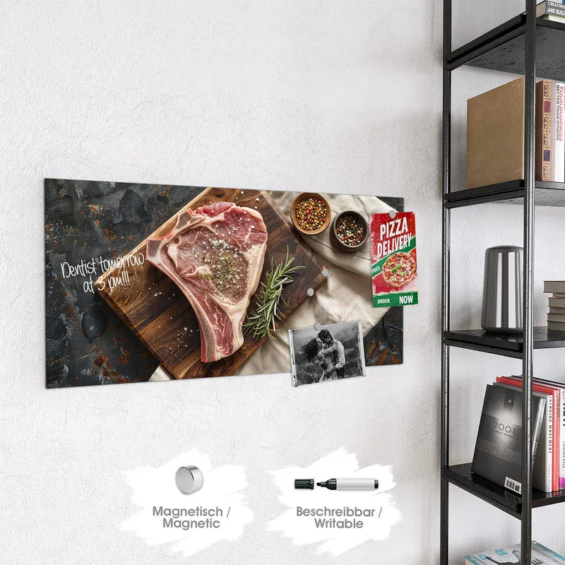 Magnettafel - Rohes Steak auf Holz