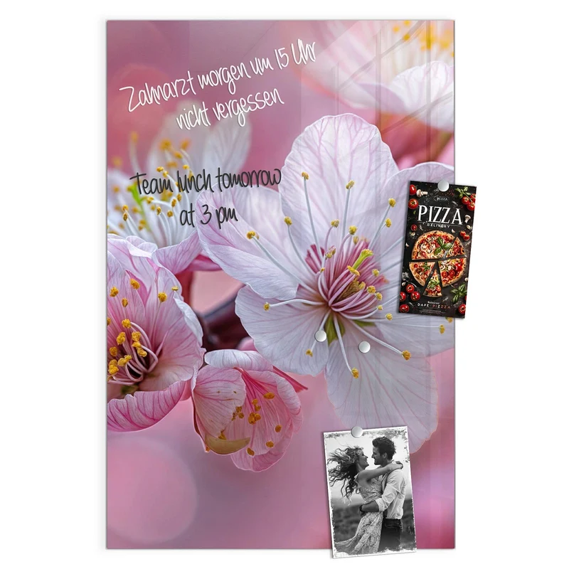 Magnettafel - Rosa Blüten am Zweig