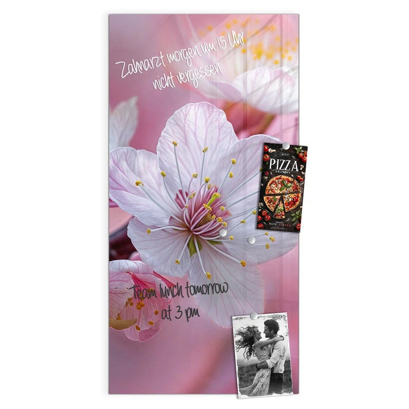Magnettafel - Rosa Blüten am Zweig