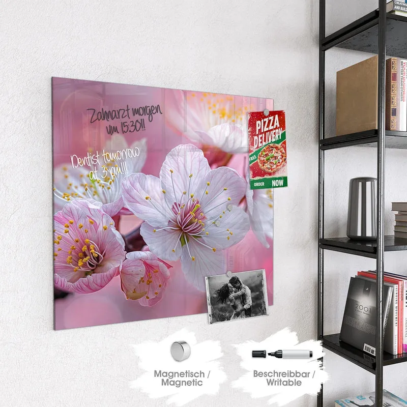 Magnettafel - Rosa Blüten am Zweig