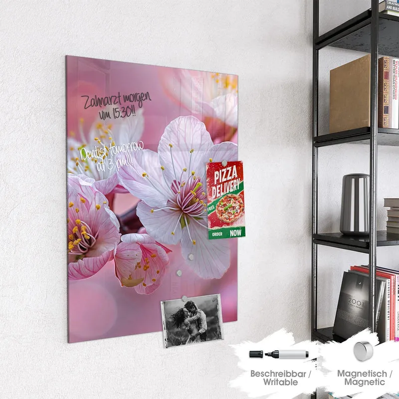 Magnettafel - Rosa Blüten am Zweig