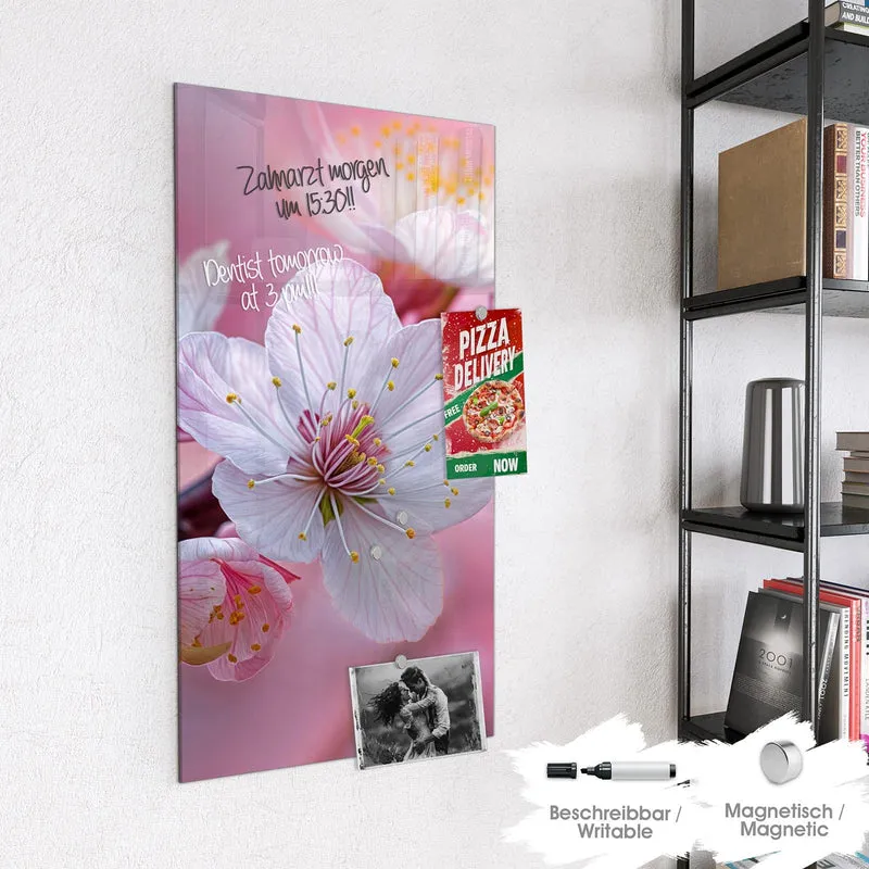 Magnettafel - Rosa Blüten am Zweig