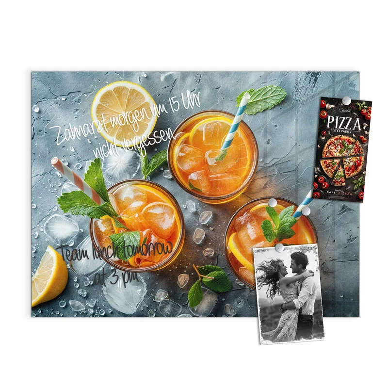 Magnettafel - Drei Drinks mit Zitrone