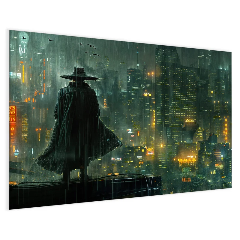 Magnettafel - Mann mit Hut im Regen