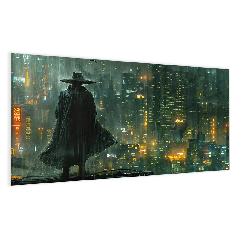Magnettafel - Mann mit Hut im Regen
