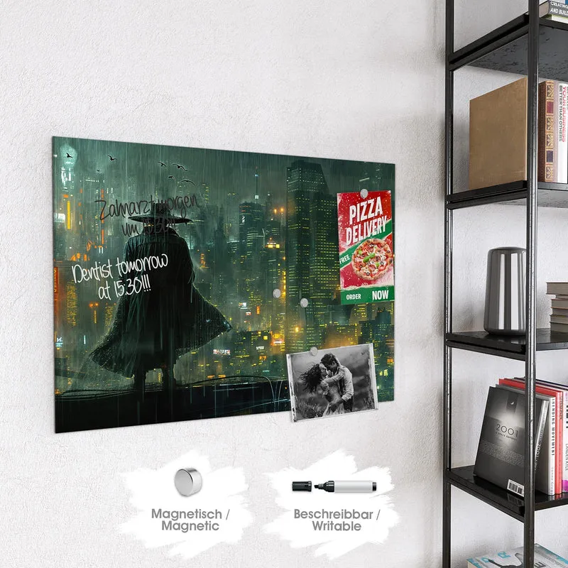 Magnettafel - Mann mit Hut im Regen