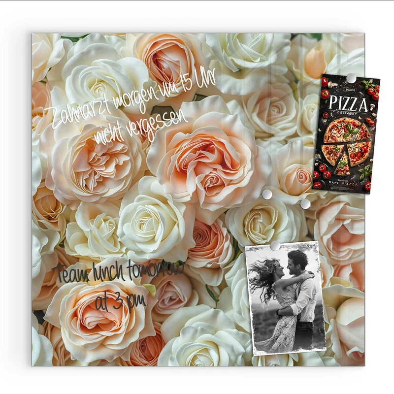 Magnettafel - Cremeweiße Rosen
