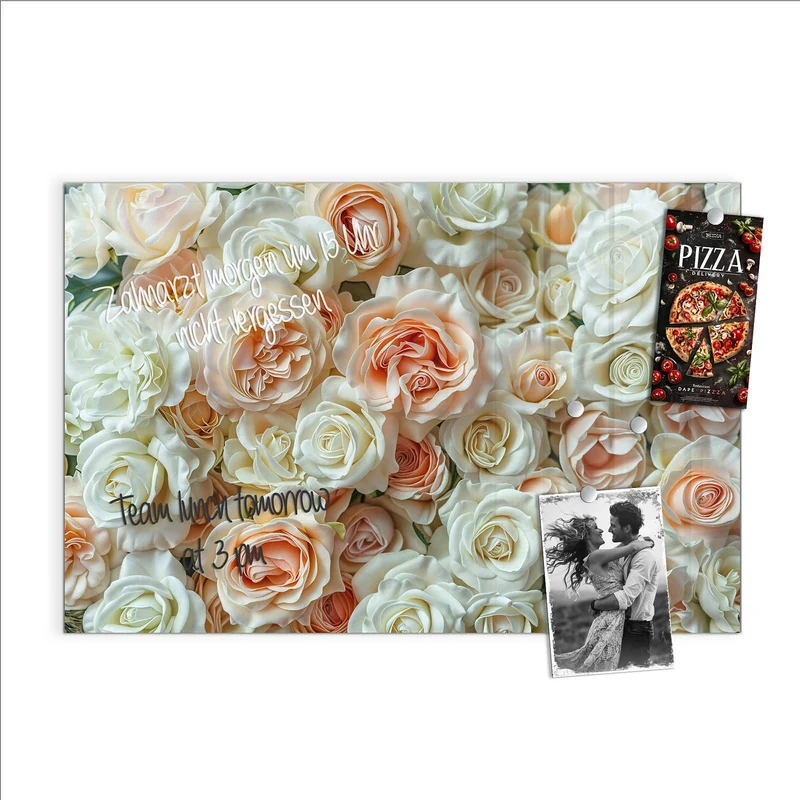 Magnettafel - Cremeweiße Rosen
