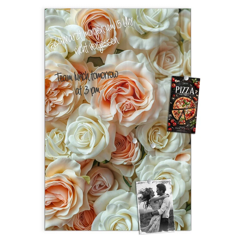 Magnettafel - Cremeweiße Rosen