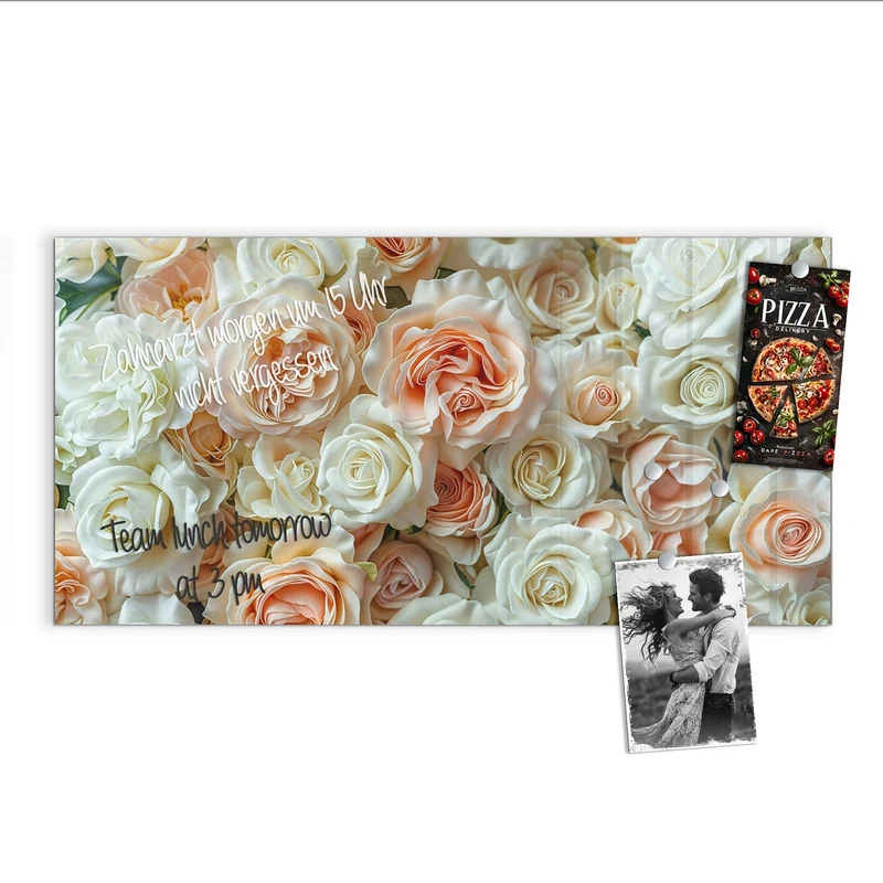 Magnettafel - Cremeweiße Rosen