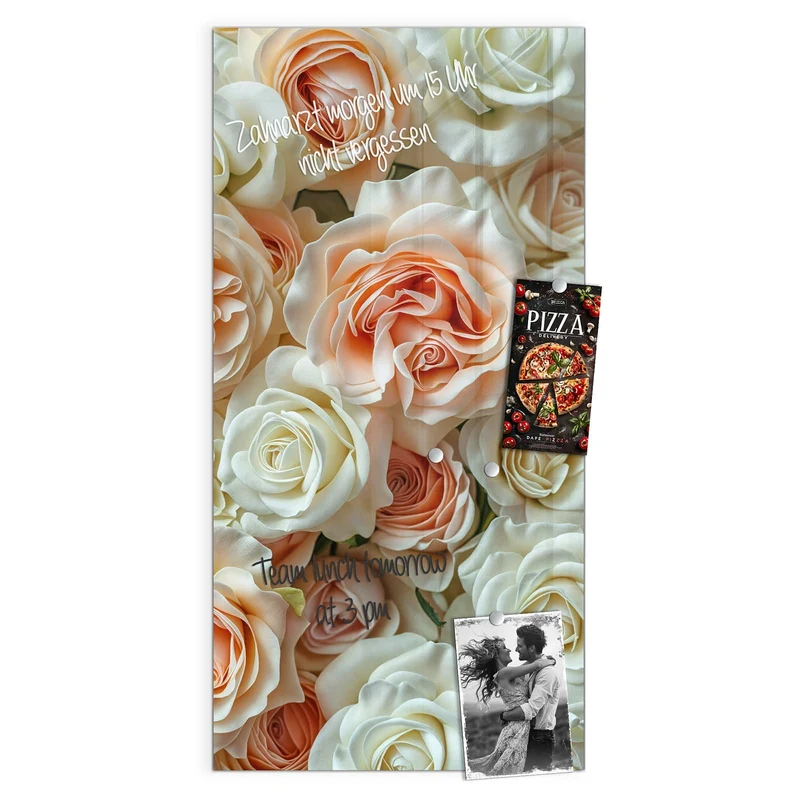 Magnettafel - Cremeweiße Rosen