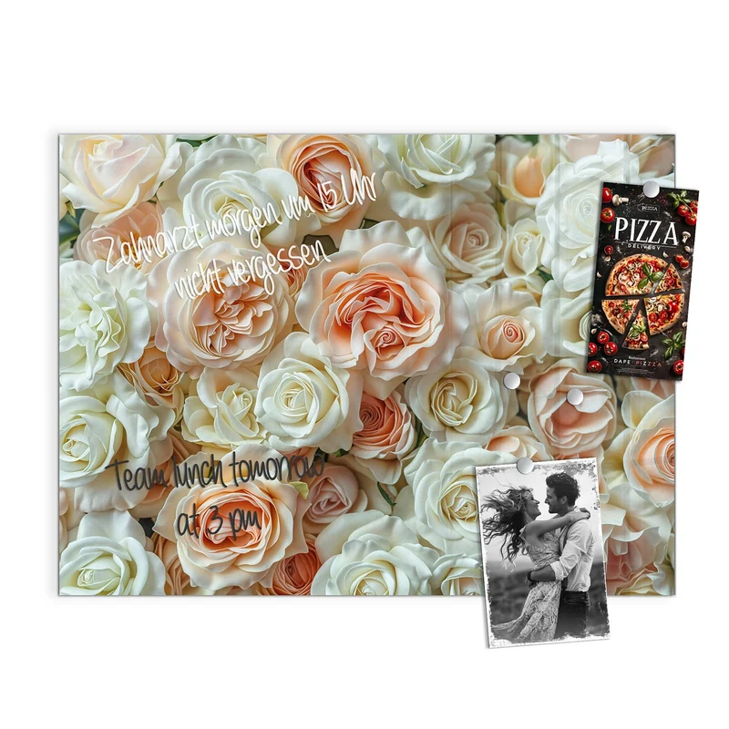 Magnettafel - Cremeweiße Rosen