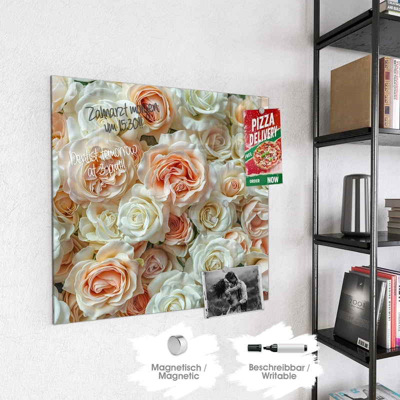 Magnettafel - Cremeweiße Rosen