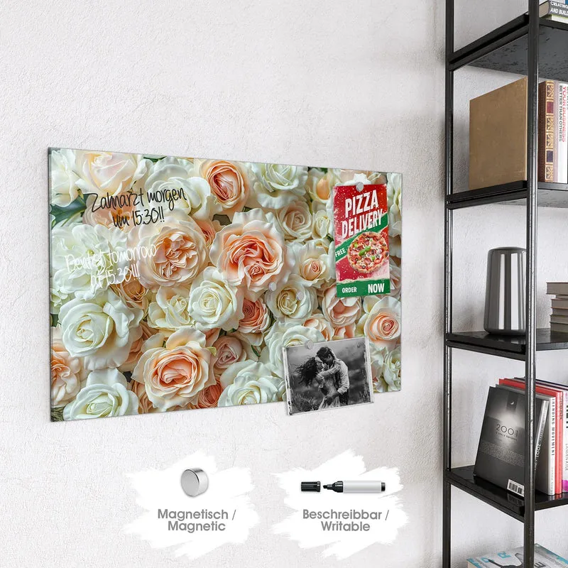 Magnettafel - Cremeweiße Rosen
