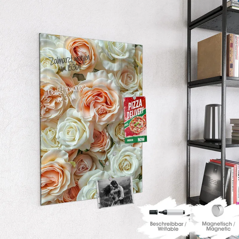 Magnettafel - Cremeweiße Rosen
