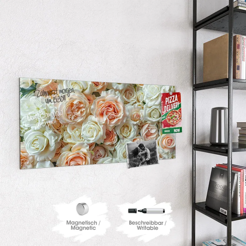 Magnettafel - Cremeweiße Rosen