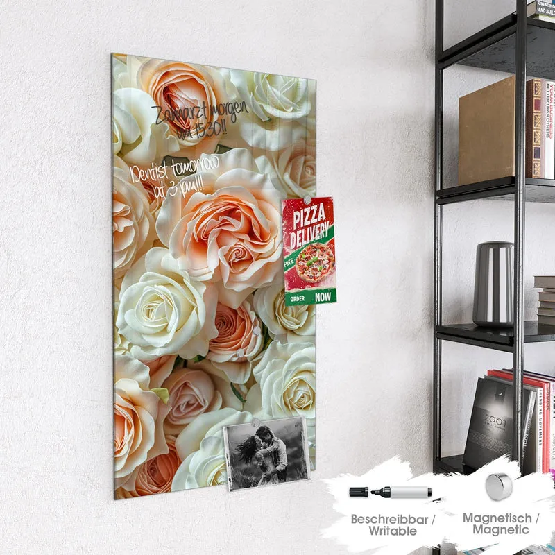 Magnettafel - Cremeweiße Rosen