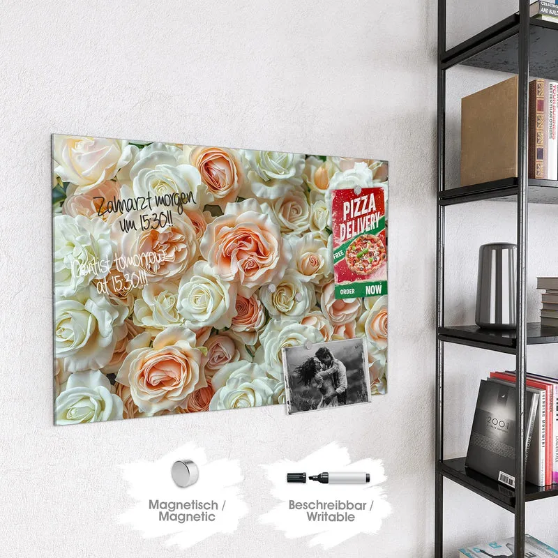 Magnettafel - Cremeweiße Rosen
