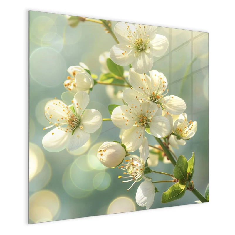 Magnettafel - Weiße Blüten vor Grün