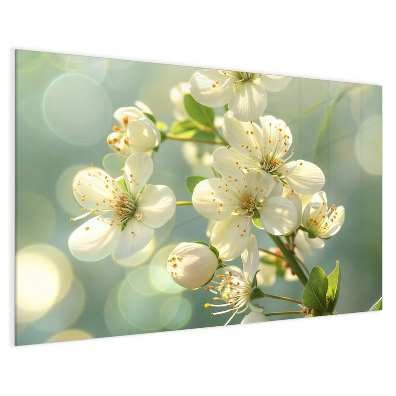 Magnettafel - Weiße Blüten vor Grün