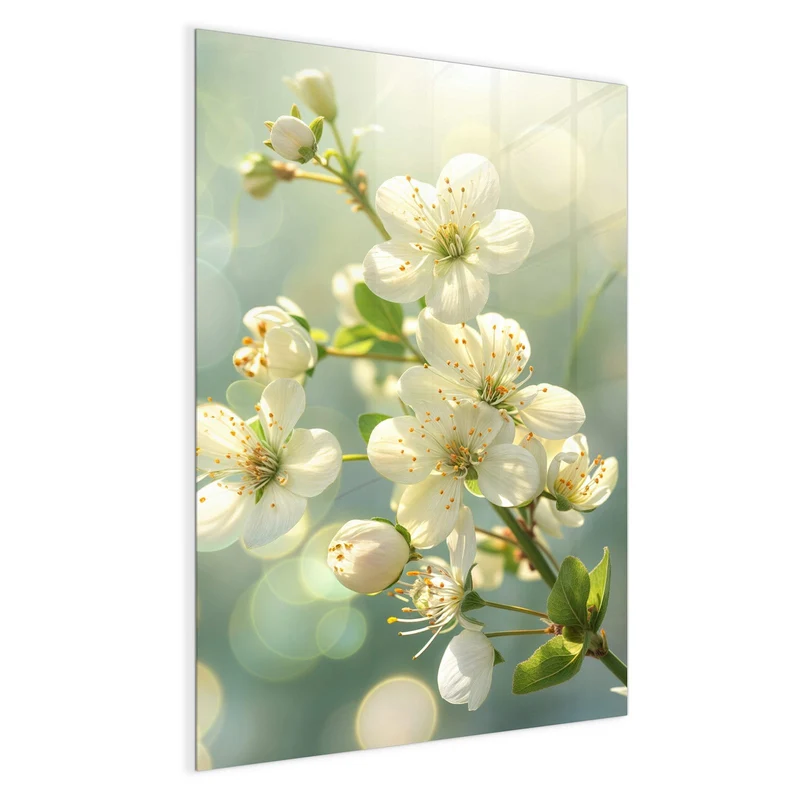 Magnettafel - Weiße Blüten vor Grün