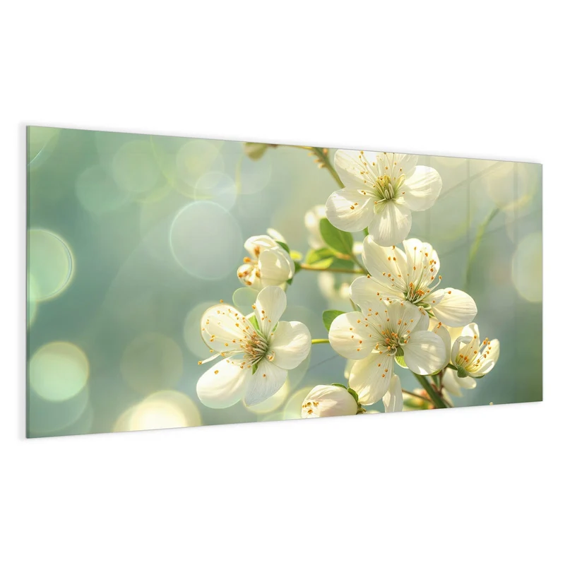 Magnettafel - Weiße Blüten vor Grün