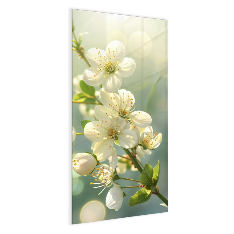 Magnettafel - Weiße Blüten vor Grün