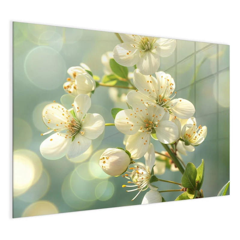 Magnettafel - Weiße Blüten vor Grün