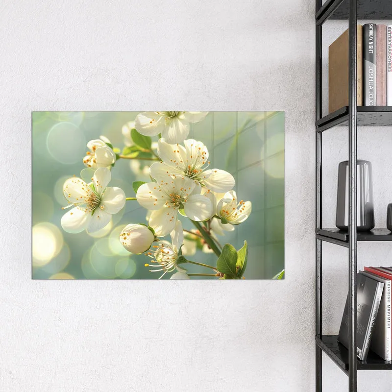 Magnettafel - Weiße Blüten vor Grün