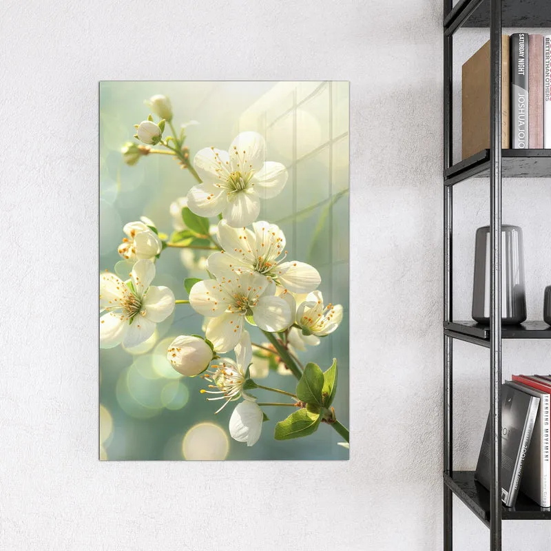Magnettafel - Weiße Blüten vor Grün