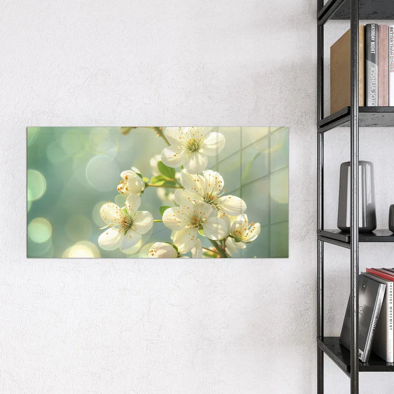 Magnettafel - Weiße Blüten vor Grün