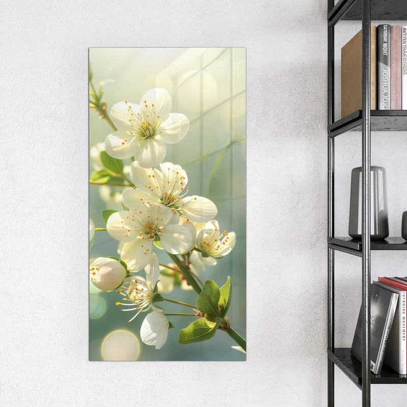 Magnettafel - Weiße Blüten vor Grün