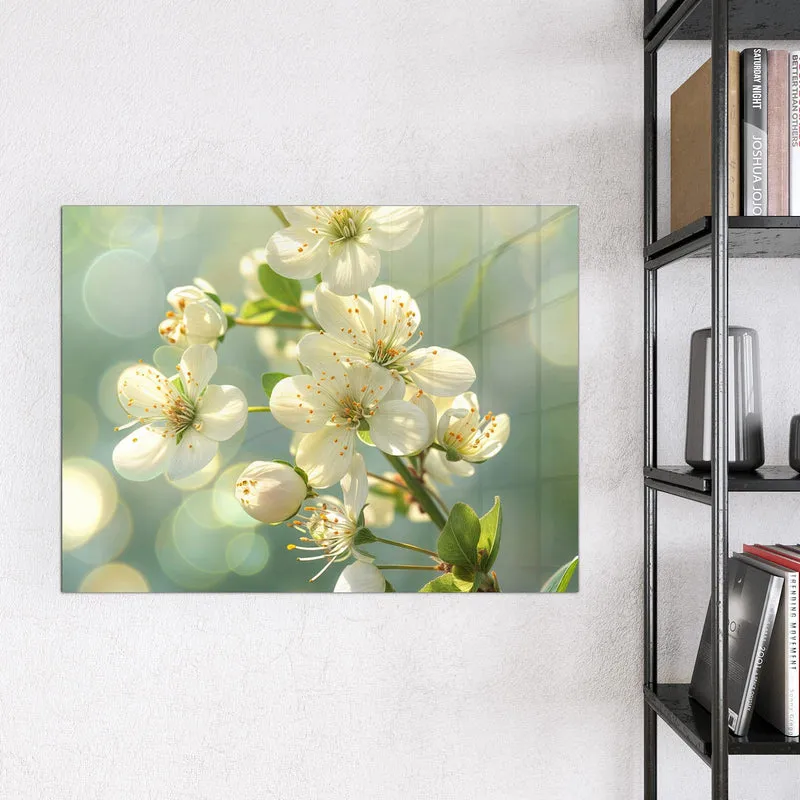 Magnettafel - Weiße Blüten vor Grün
