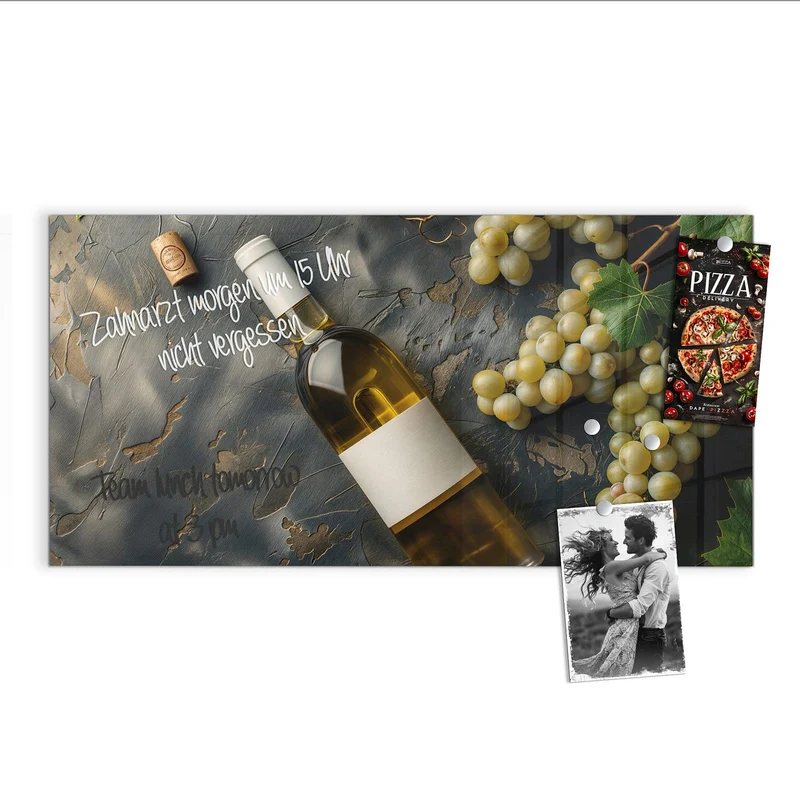 Magnettafel - Weißwein mit Trauben