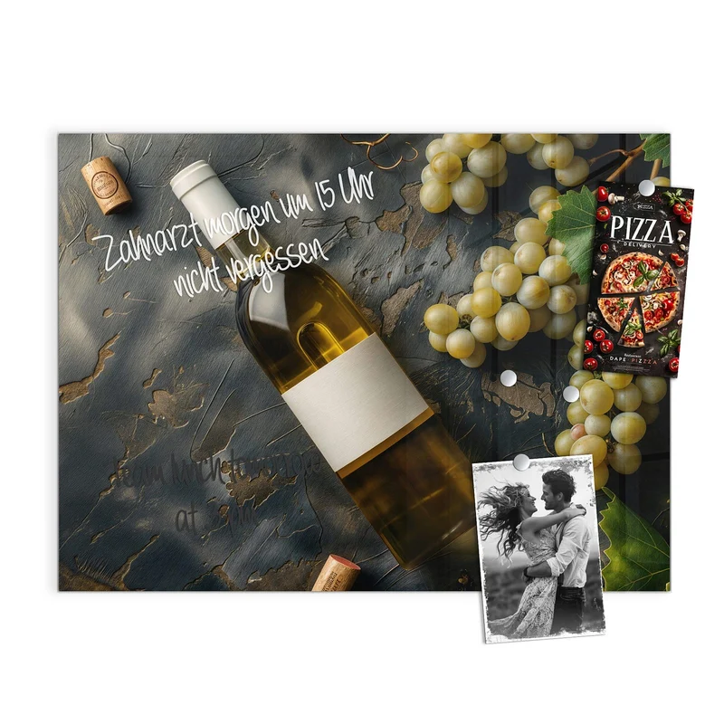 Magnettafel - Weißwein mit Trauben