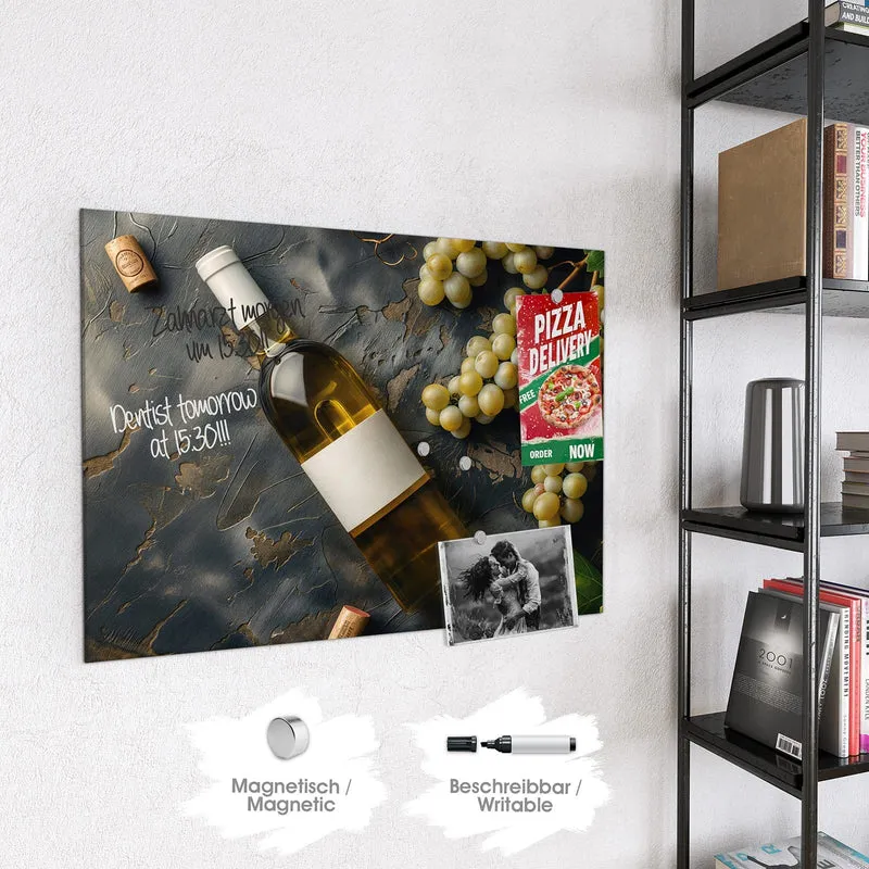 Magnettafel - Weißwein mit Trauben