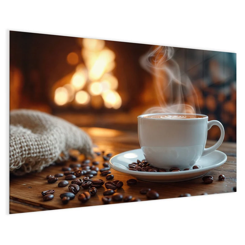 Magnettafel - Kaffee am Kaminfeuer