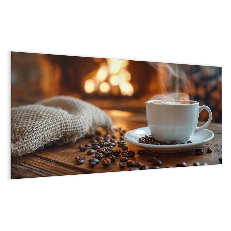 Magnettafel - Kaffee am Kaminfeuer