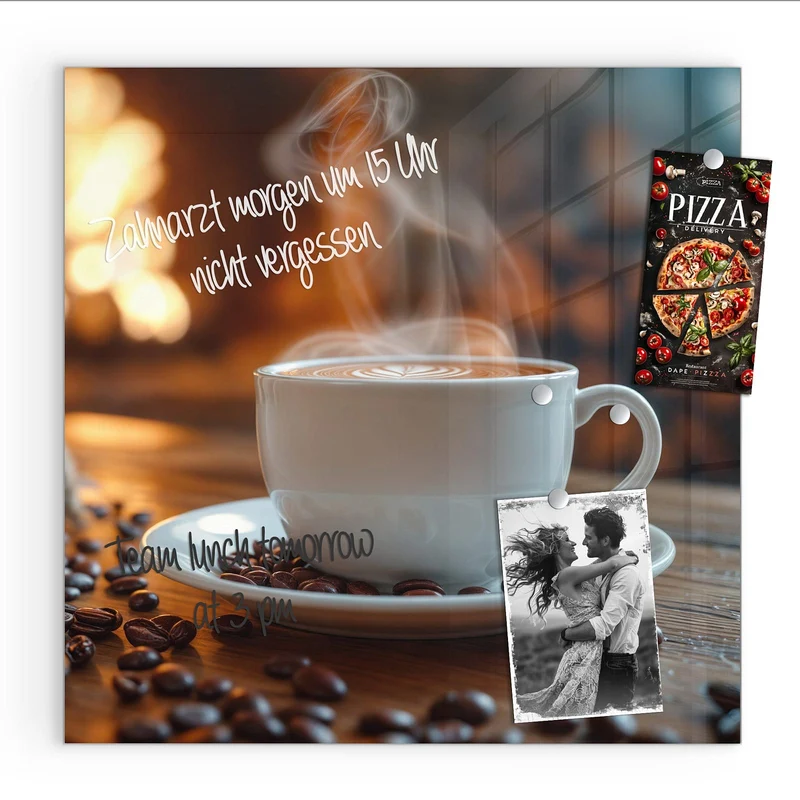 Magnettafel - Kaffee am Kaminfeuer