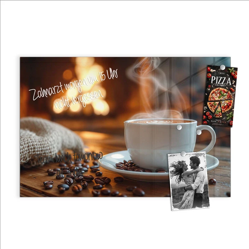 Magnettafel - Kaffee am Kaminfeuer
