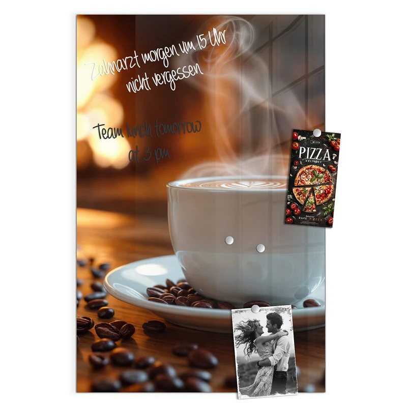 Magnettafel - Kaffee am Kaminfeuer