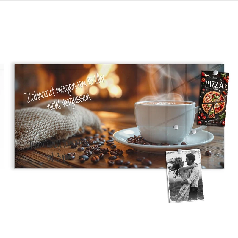 Magnettafel - Kaffee am Kaminfeuer