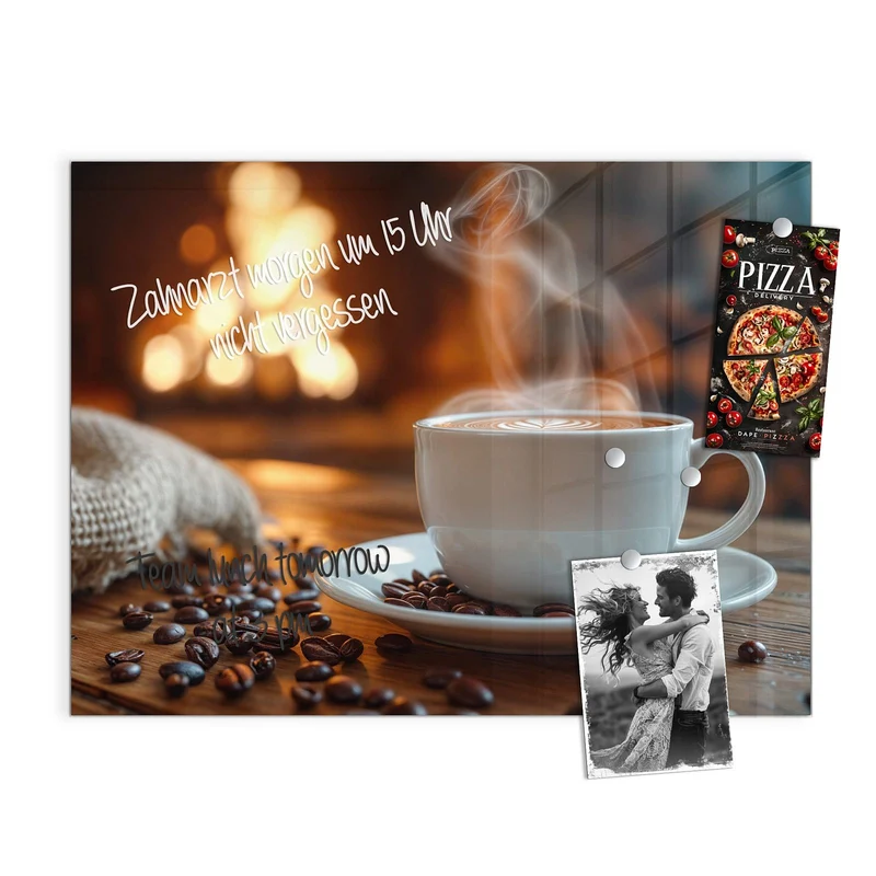 Magnettafel - Kaffee am Kaminfeuer
