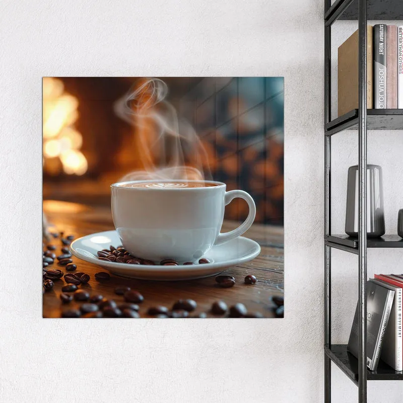 Magnettafel - Kaffee am Kaminfeuer