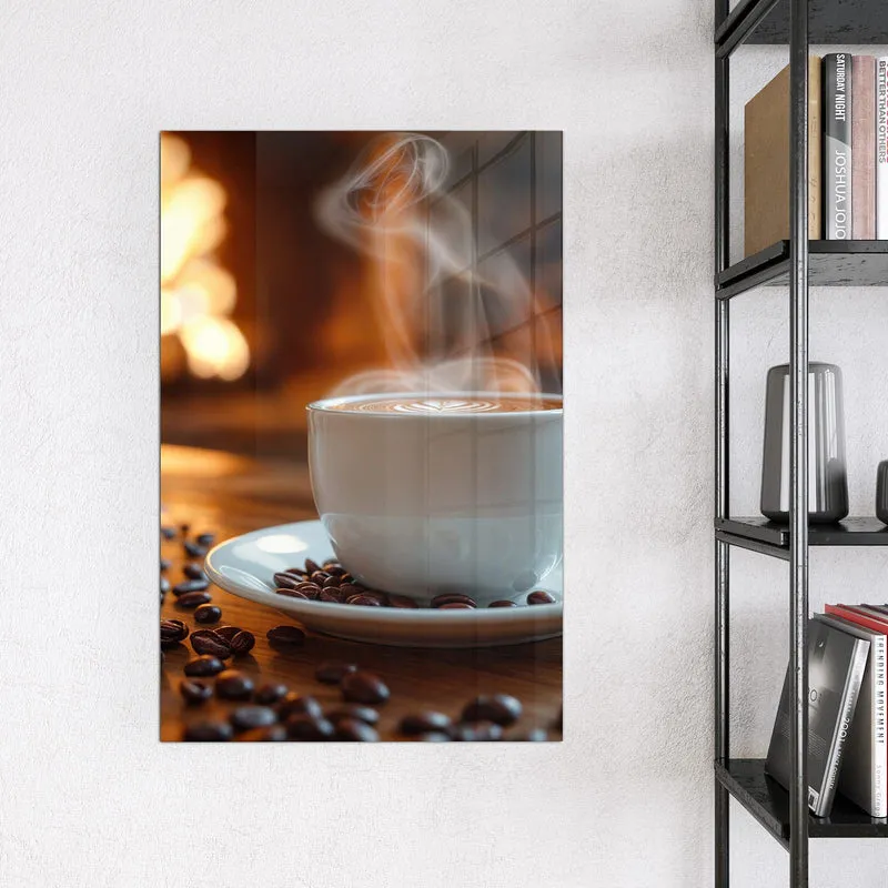 Magnettafel - Kaffee am Kaminfeuer